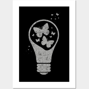 Light Bulb - Butterflies Posters and Art